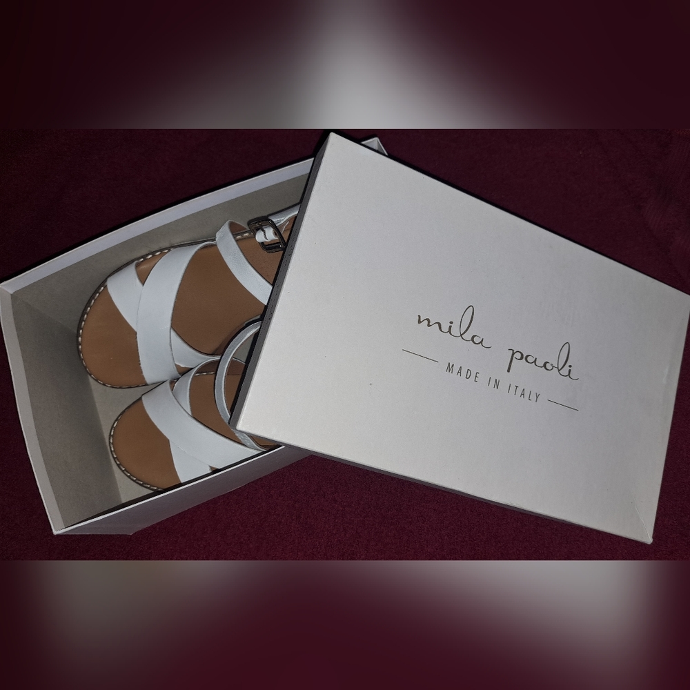 Mila Paoli Wedges: White Print Shoes - Women's Size 8 - Open Toe - Picture 6 of 8